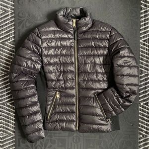 Lightweight High Collar Zip Up Puffer Jacket